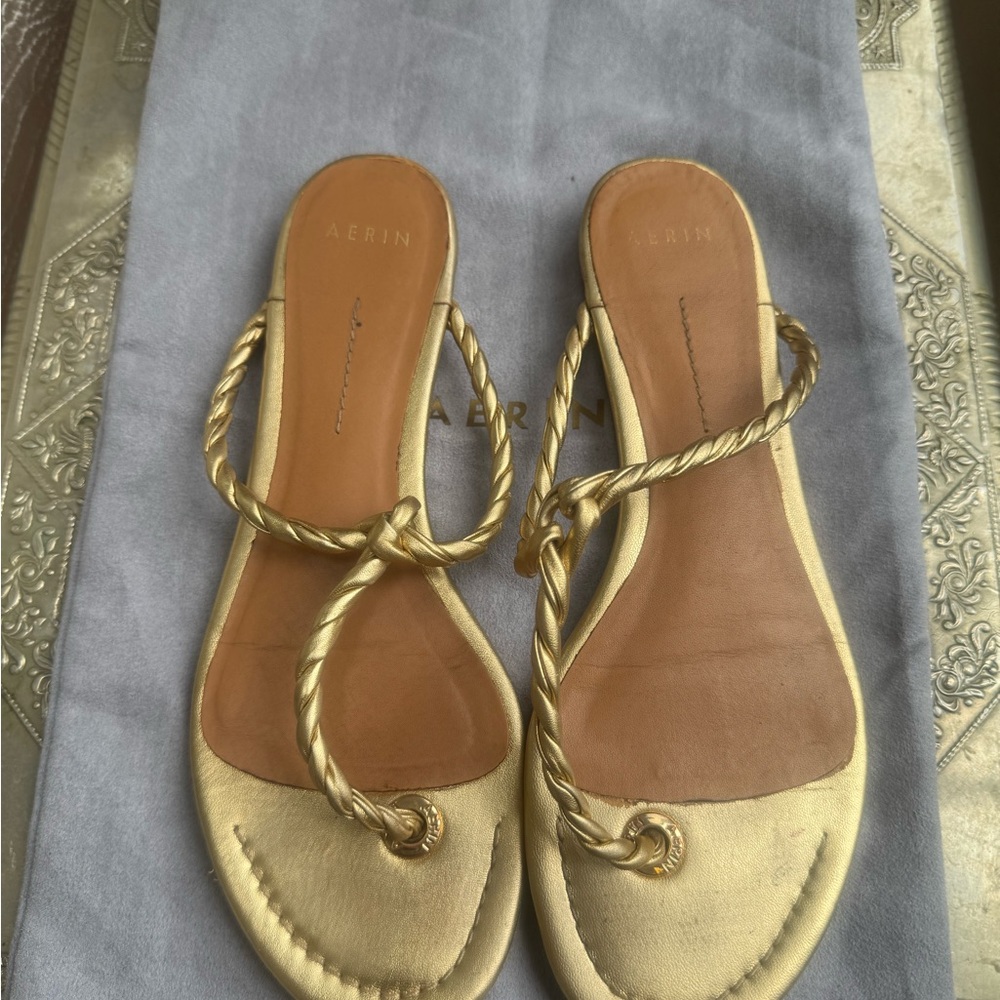 Aerin Gold Sandals Elegant Flat Slides